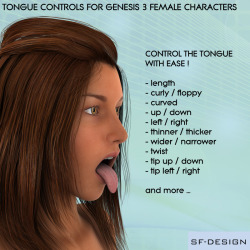 New Tongue Controls for Genesis 3 Female Characters by SFD! Do