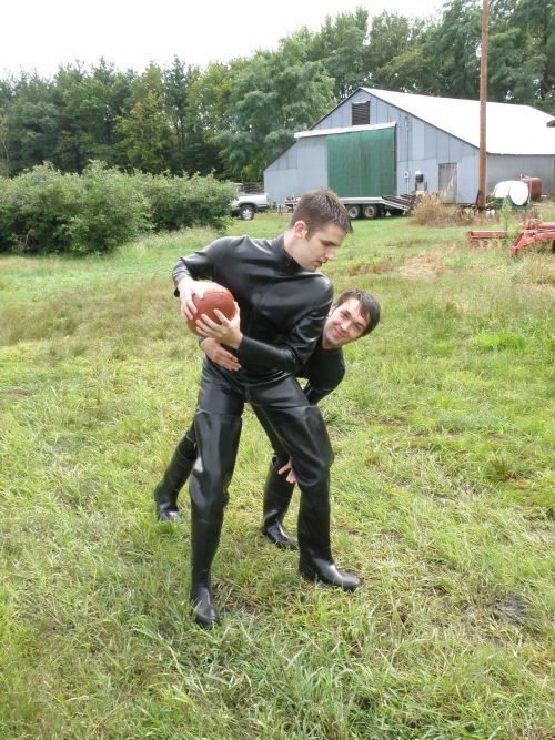 pigboysshowcase:  Pigboys tossin’ around the ol’ pigskin. Pigboys 5: Pi Iota Gamma, copyright Brian Douglas Ahern SHARE and REPOST 