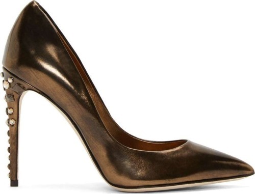 High Heels Blog Gold Embellished Heel Kate Pumps via Tumblr