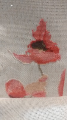 My Watercolor Poppy Is Coming Along Nicely. It&Amp;Rsquo;S Hard To Stitch Pinks That