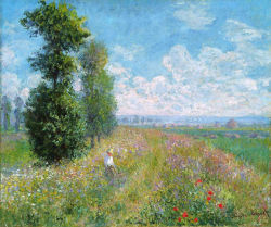 artist-monet:  Meadow with Poplars, 1875,