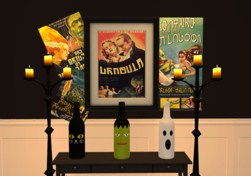 moocha-muses:And new for this Halloween, I’ve converted two sets of Simlish horror posters (modern a