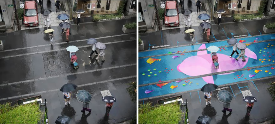 boredpanda:    Colorful Murals Appear On Roads Only When It’s Raining   