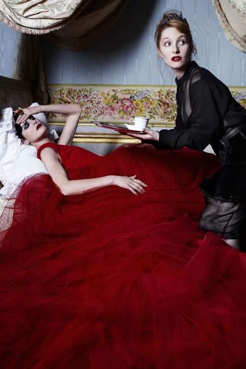 The “Upstairs Downstairs” editorial in the September 2011 issue of Harper’s Bazaar. Photographer: Ka