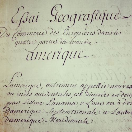 umscc: Introductory text of manuscript, “Essai geographique, du commerce des Européens 