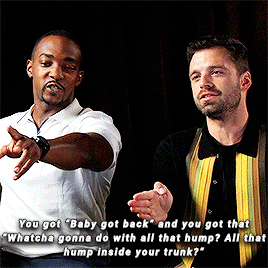 starkdnvers: Anthony Mackie and Sebastian Stan on who takes the mantle of America’s Ass.