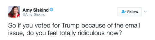 aphobephobe:  refinery29:  Donald Trump and his senior staffers are all using unsecured email servers. Right. Now. If you paid any attention during the presidential campaign, you know that Donald Trump repeatedly harped on Hillary Clinton’s use of a