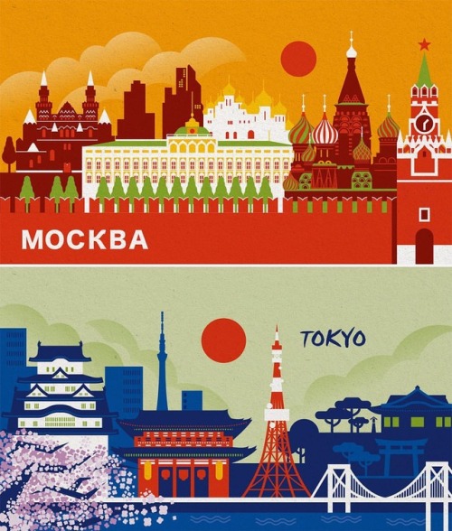 Moscow and Tokyo for ACS calendar. . . . #moscow #tokyo #city #calendar #2018 #trip #odd #oscardio