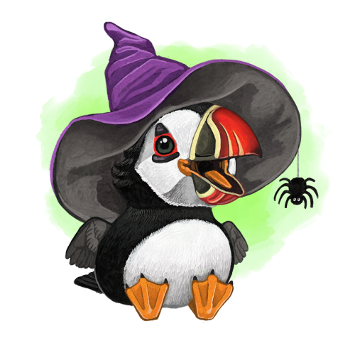 #Auktober today - a cute little witchy puffin! You might not think a puffin would make a good witch,