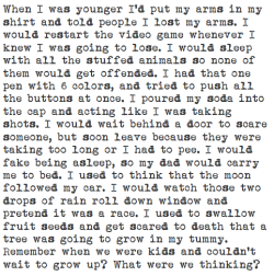 clarifyed:  co-ffeecreme:  tigerha-ze:  justchelss:  fuckenkaren:  the-diary-of-a-depressive:  e-bbed:   oh my god  this is my whole childhood. crazy.  Omg!  THIS.  This made me a little teary eyed. I grew up too fast.  i still do most of theses things.