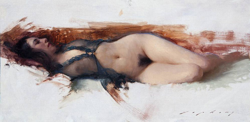 artbeautypaintings:  Reclining figure - Jeremy Lipking 