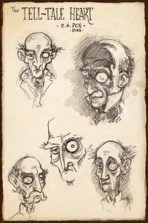 cpnblowfish:  Sketchbook of Poe’s Tell-Tale Heart by David Garcia Forés 