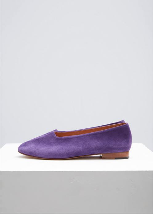 MARTINIANO FW17 purple suede glove shoe at Totokaelo