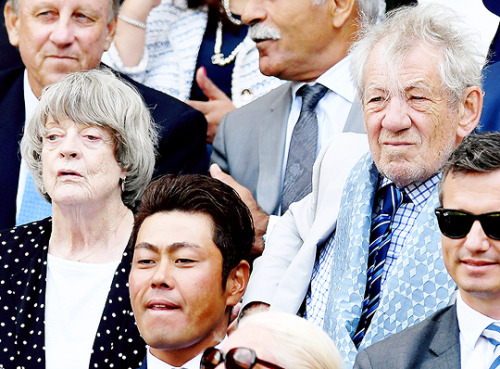 dontbesodroopy:Maggie Smith and Ian McKellen attend Wimbledon. Also known as McGonagall and Gandalf watch some tennis (12th July, 2017)