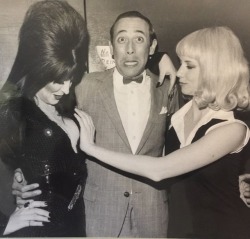 therealelvira: #flashbackfriday with @peeweeherman &amp; @larainenewman – taken by Pulitzer prize winning photographer Nick Ut #elvira #peeweeherman #larainenewman #nickut #boobgrab  #1980s