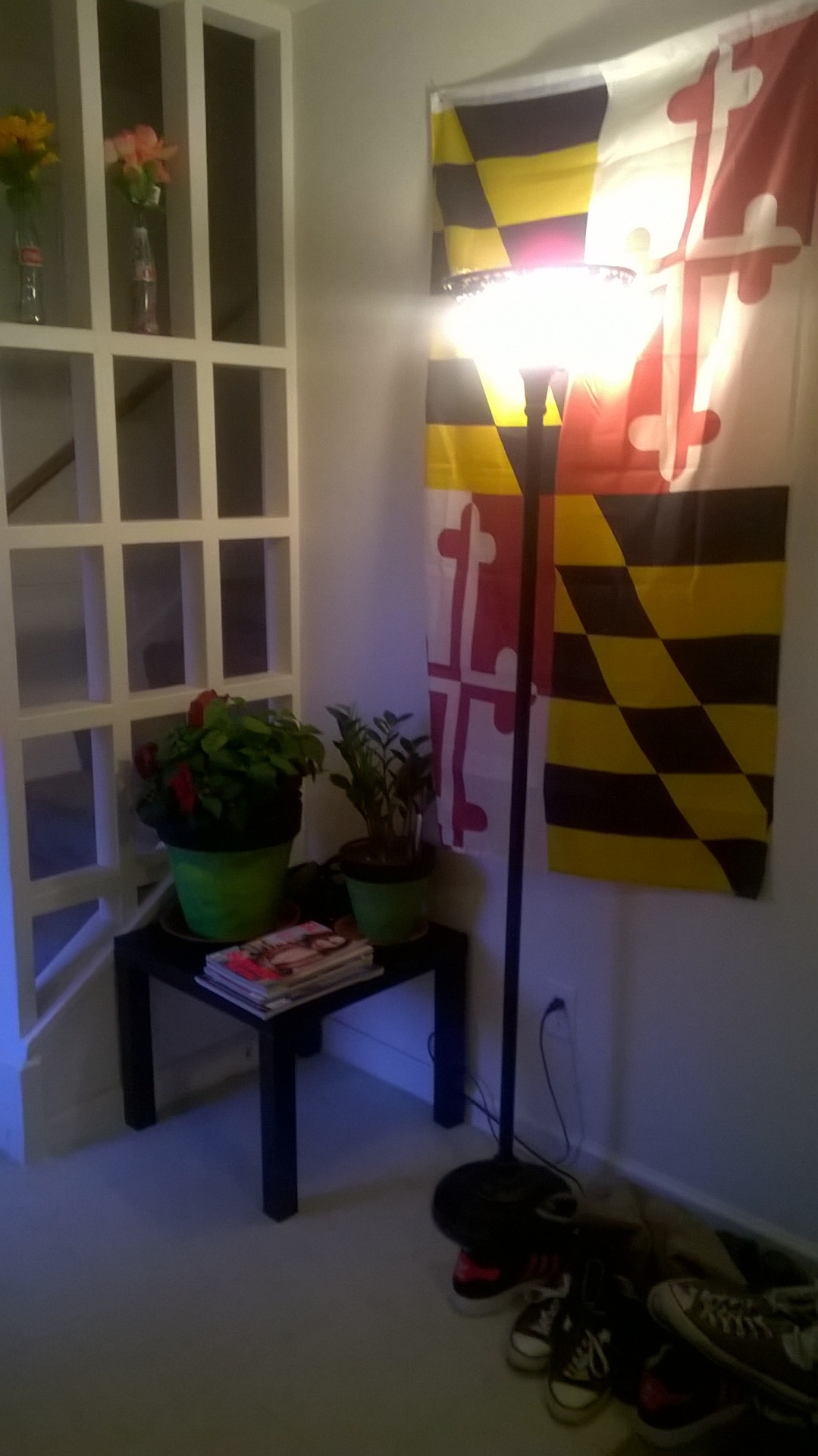 My arrangement in the front doorway. Not a good picture but I&rsquo;m really