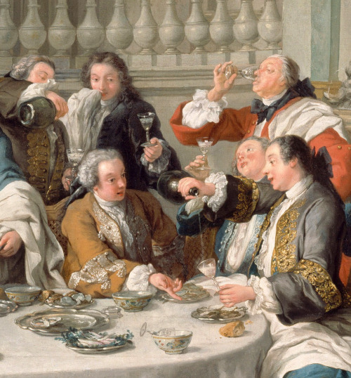 cimmerianweathers:The Oyster Breakfast (detail), by Jean-François de Troy, 1735. Oil on 