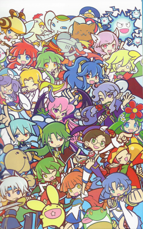 nebulamacula:Inside cover pages of the Puyo Puyo!! 25th Anniversary Book!                           