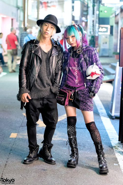 tokyo-fashion: 666die_fall666 and Morino Ringo on the street in Harajuku last night. He’s wearing a