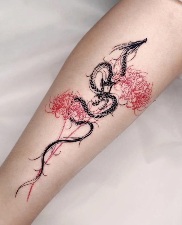 Snake and a Dragon by Raitachi on deviantART  Snake tattoo Traditional snake  tattoo Chinese zodiac tattoo