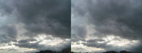 Cloudscape Cross your eyes a little to see these photos in full 3D. (How to view stereograms) 