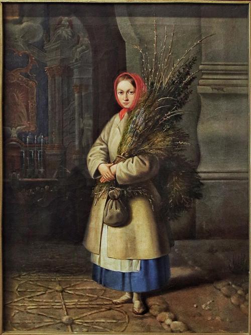 Kanutas Ruseckas - Lietuvaitė su Verbomis (Lithuanian Girl with Palm Sunday Fronds) (1844) [1400X190