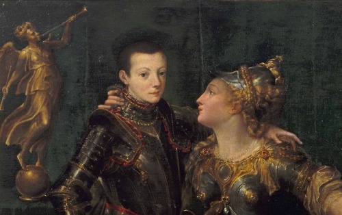 Girolamo Mazzola Bedoli - Parma Embracing Alexander Farnese, Duke of Parma (c. 1556).