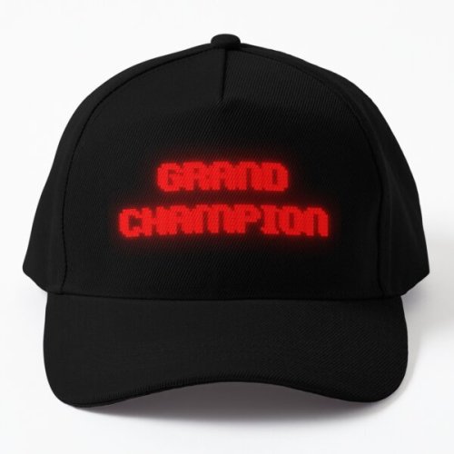 (via "Retro Arcade Title GRAND CHAMPION Red" Cap For Sale By Rogue2designs)