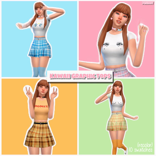 Kawaii Graphic Tops (Leila Top Recolor)So this is technically my first recolor! It’s not the b