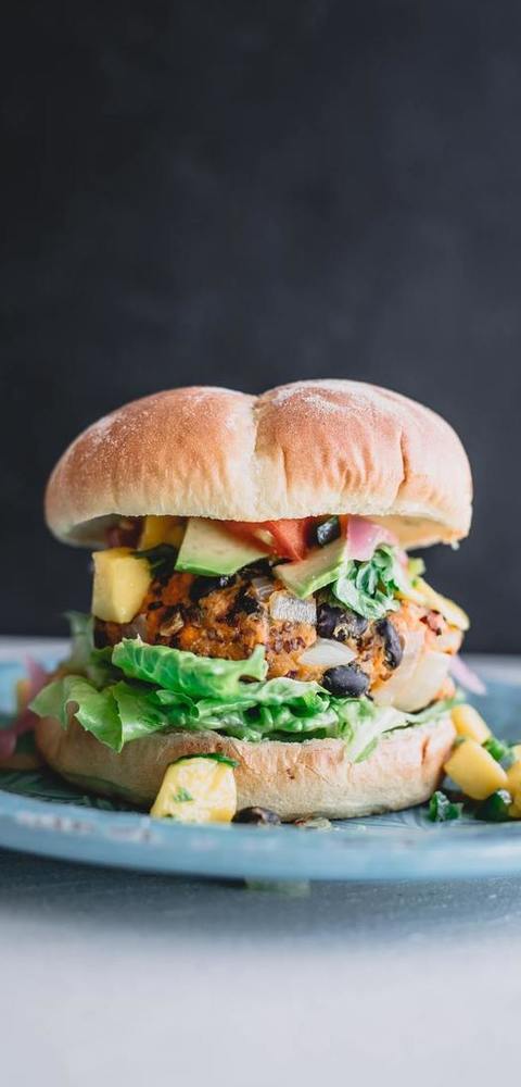 Vegan Plant Based Bean Burger With Avocado Recipe