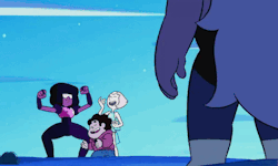 pastahorde:  Steven Bomb 3.0 Day 1:Amethyst watches as Pearl and Garnet fuse into Sardonyx, thinking they’re both better off for each other without her in the mix.Pearl standing by as her heart is ripped from her chest because she wanted to be closer