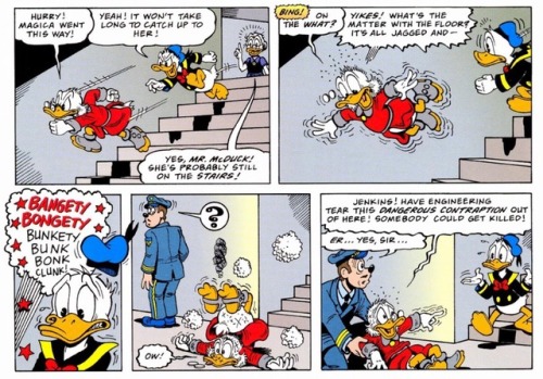 gyroslab:  “Forget It!” - Don Rosa magica has a wand that makes people forget what things are after you say their name. hilarious hijinks ensue. but seriously, it’s pretty funny.. i actually laughed out loud at this multiple times! you can read