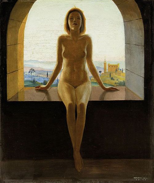 youcannottakeitwithyou:Herbert Reyl-Hanisch (Austrian, 1898-1937)Mädchen-Akt am Fenster [Nude g