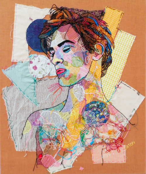 Embroidery and fabric collage portraits by Andrew Orton.https://www.etsy.com/uk/shop/AndrewOrtonArt