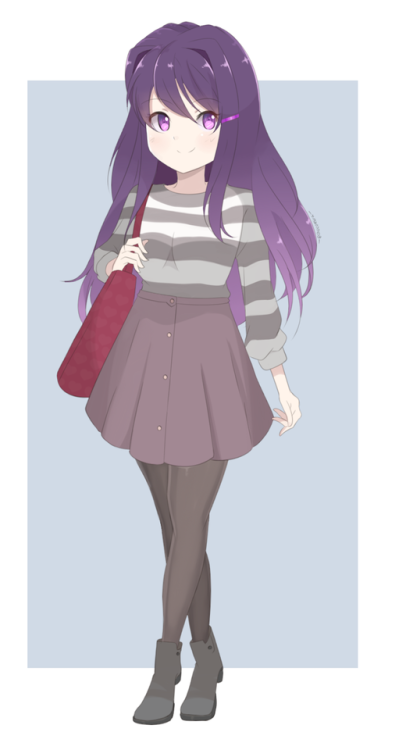 Finished version of casual Yuri from DDLC! Consider checking out my Twitter for more art!