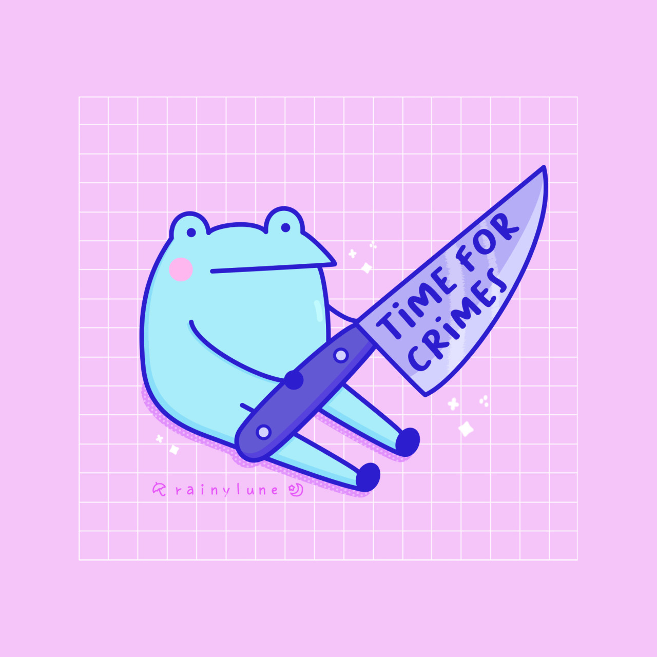 Cute frog with a knife