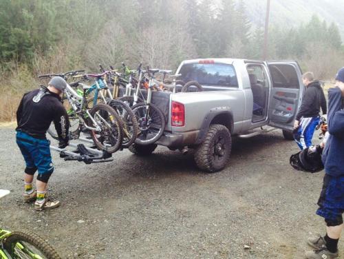 chaosbringsorder:  We shuttled 9 bikes and people all in one truck. Win?