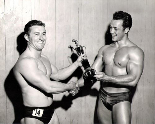 Dale Hartman (left) with Jim Park, ca. 1950s.