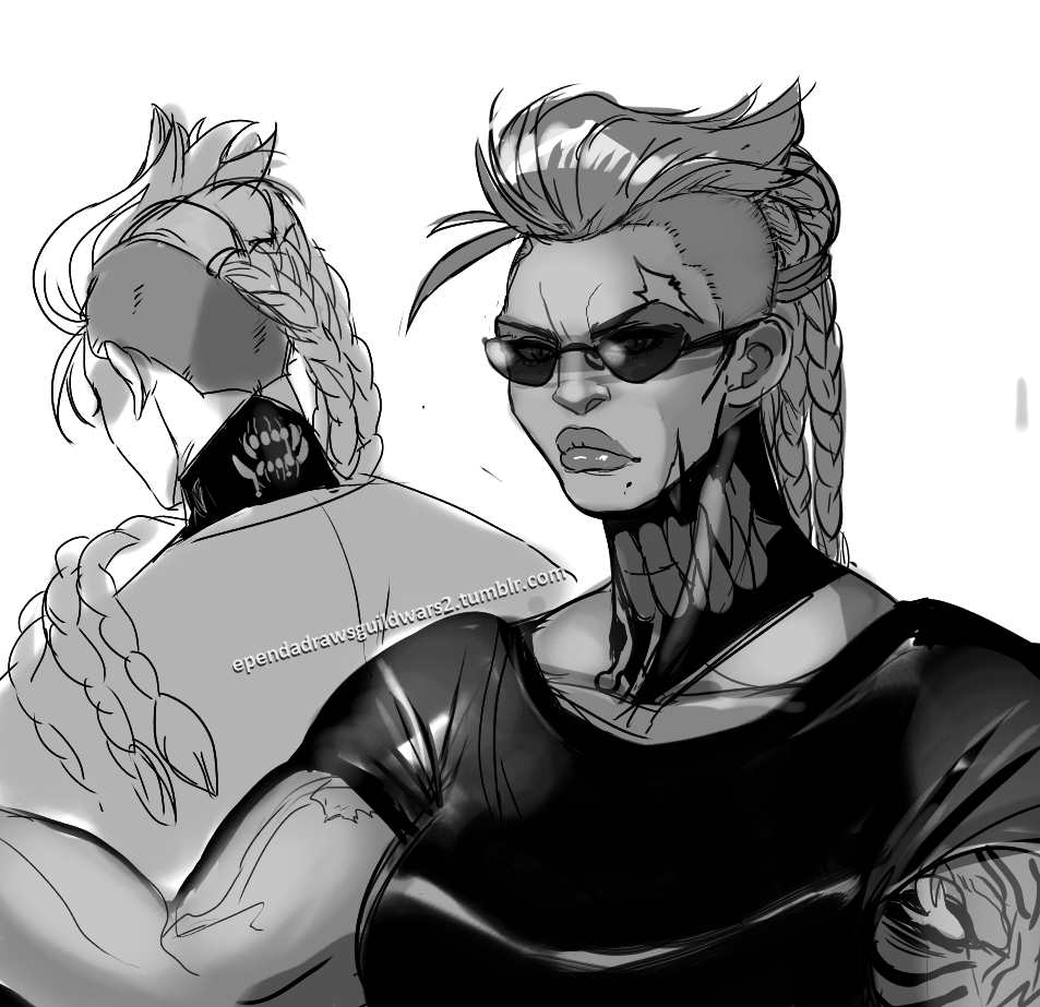 ependadrawsguildwars2:  Thinking up concepts for when PoF hit, Toska is going to