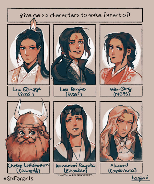 Took some suggestions from twitter and tumblr! I don’t know some characters very well though so plea