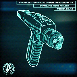 Starfleet Command Standard Issue Phaser. Type 1. Mark 3. Technical Schematic.