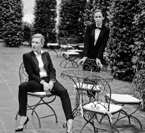 blondiepoison:  Cate Blanchett and Emily Blunt suited up for IWC Schaffhausenâ€™s