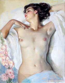 artbeautypaintings:Beauty at rest - José Cruz Herrera