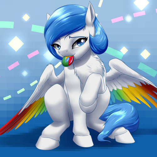 ask-googlechrome:Oh my Myke, it’s beautiful! My mane is so shiny and my chest is so fluffy! Aaah~ Myke can really draw!  Cute <3