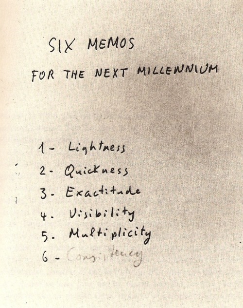 explore-blog:
“ Italo Calvino was offered the 1985–1986 term of the prestigious Charles Eliot Norton Professorship of Poetry at Harvard. He died weeks before he was scheduled to deliver his lectures, but working on them, his wife recalls, was the...