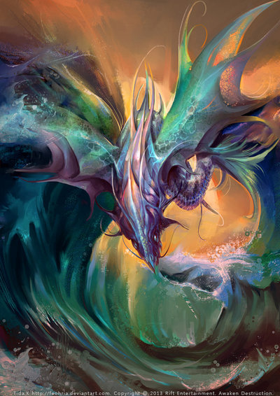 yavanna83:  Aquatic element dragon by =Feohria