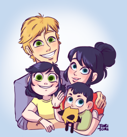 toriitorii:  Have some happy.Lil family portrait of the Family. Added Hugo. c: 