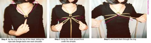 fetishweekly:Shibari Tutorial: Spider String Bodysuit(The rings are just shower curtain rings you ca