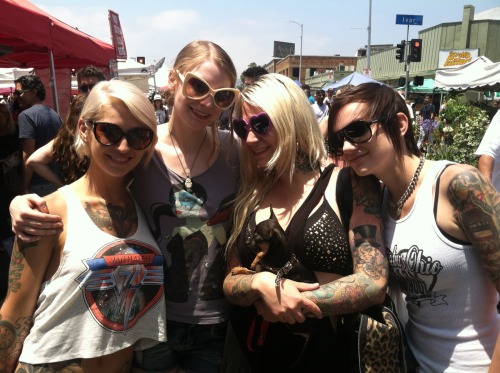 Today at the Farmer Market! With Kleio Valentien, Ela Darling, Lindsay Hearts, and Queen, the dog!&n