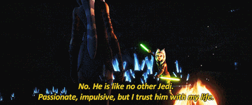 master-skywalker:“He is like no other Jedi. Passionate, impulsive, but I trust him with my life.”